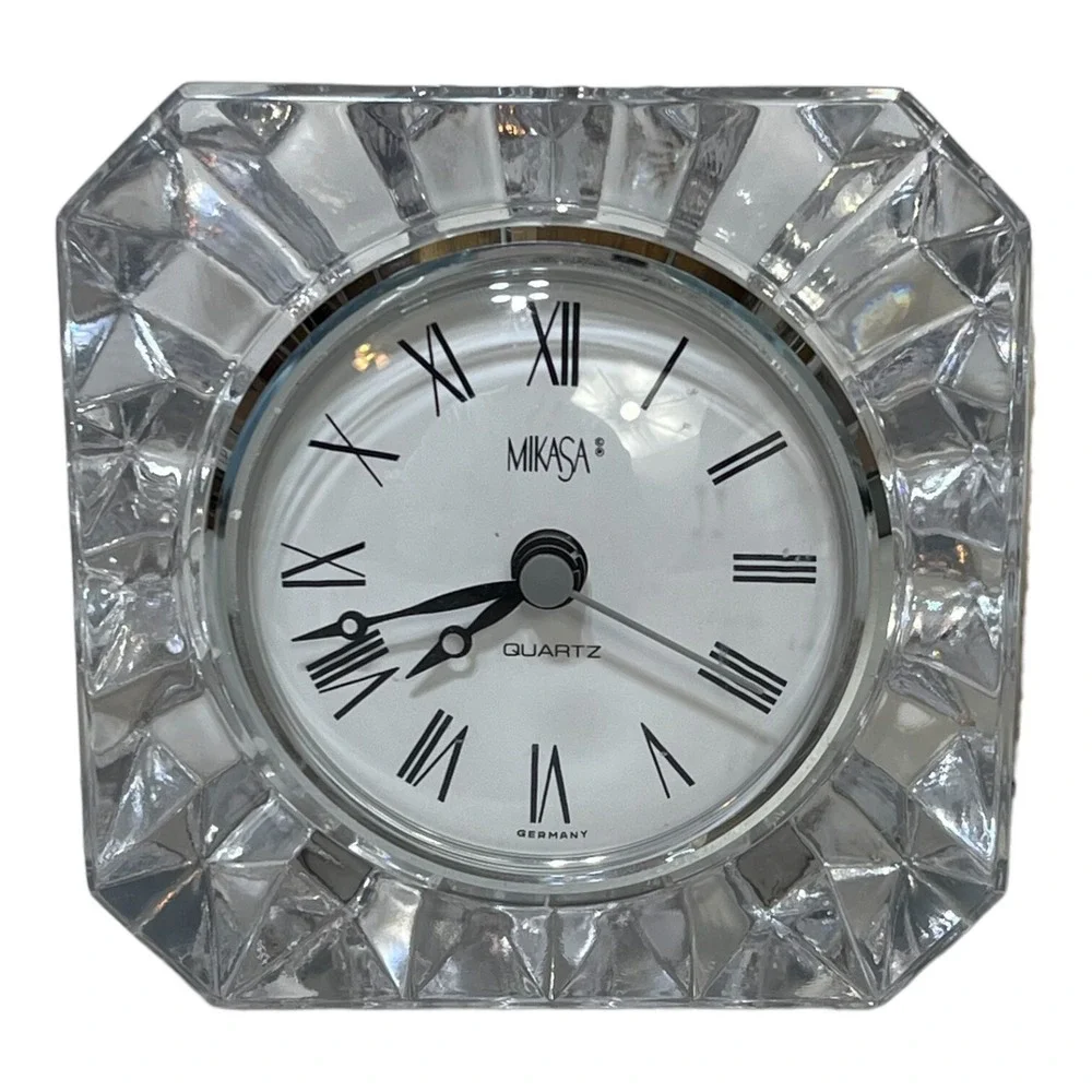 Mikasa Crystal Quartz Freestanding Desk Clock Germany